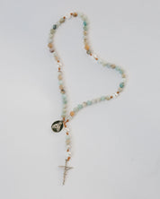 sea of galilee rosary with gemstone beads on white background