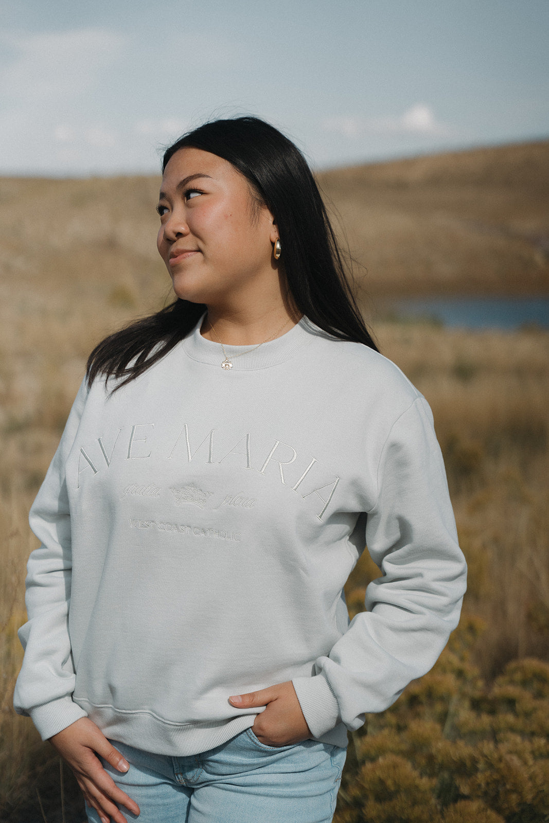 トレーナー+スウェット MARIA Race collar tops Ave Maria Crewneck Sweatshirt – West Coast Catholic
