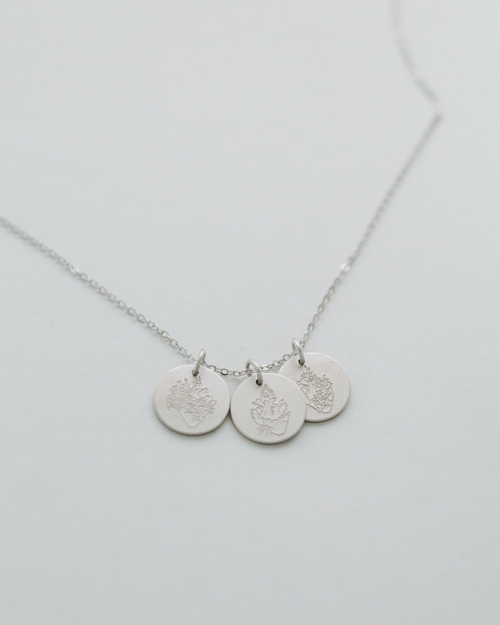 Silver Heavenly Hearts Necklace detail shot