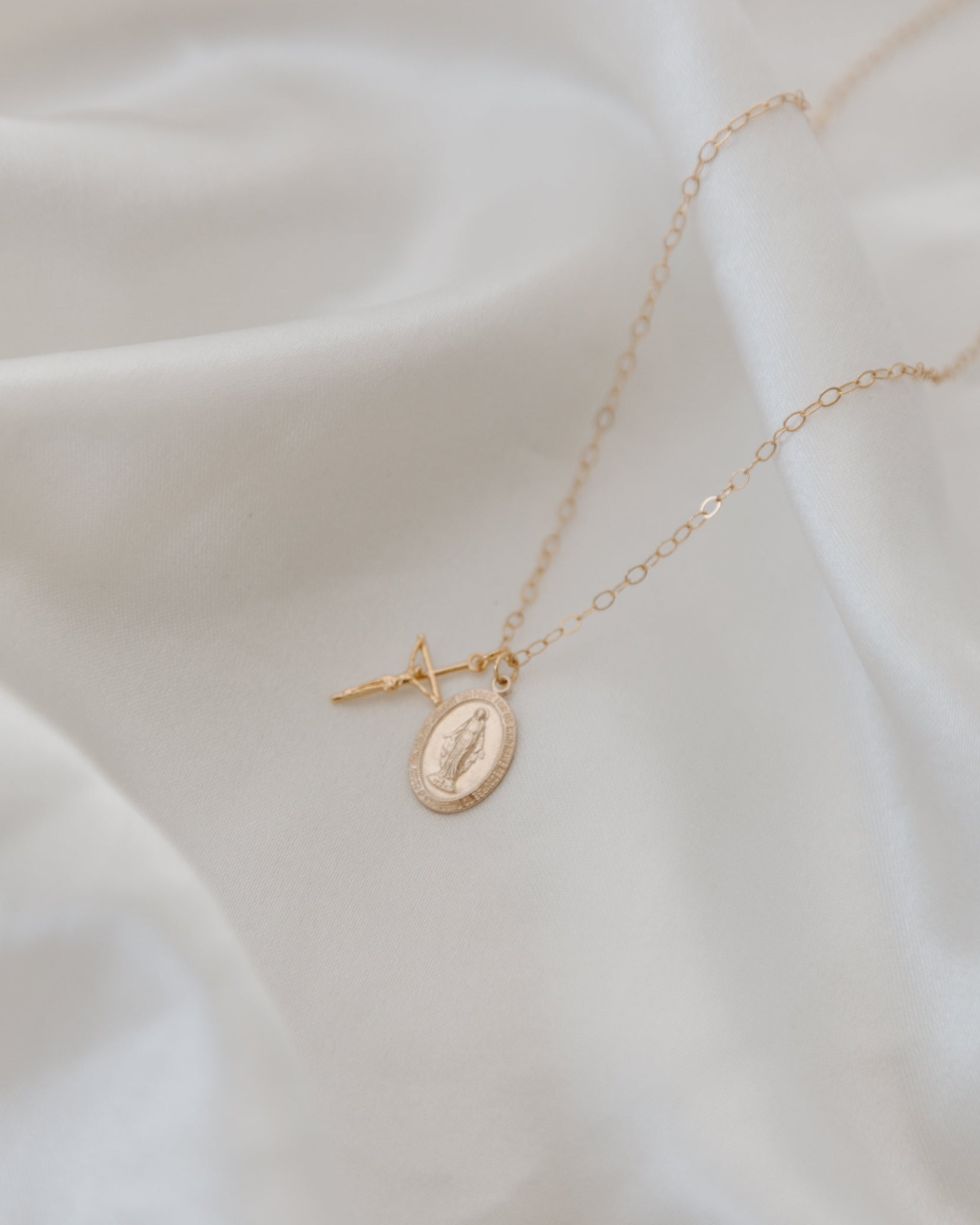 The Blessings Necklace — Dainty Crucifix & Miraculous Medal