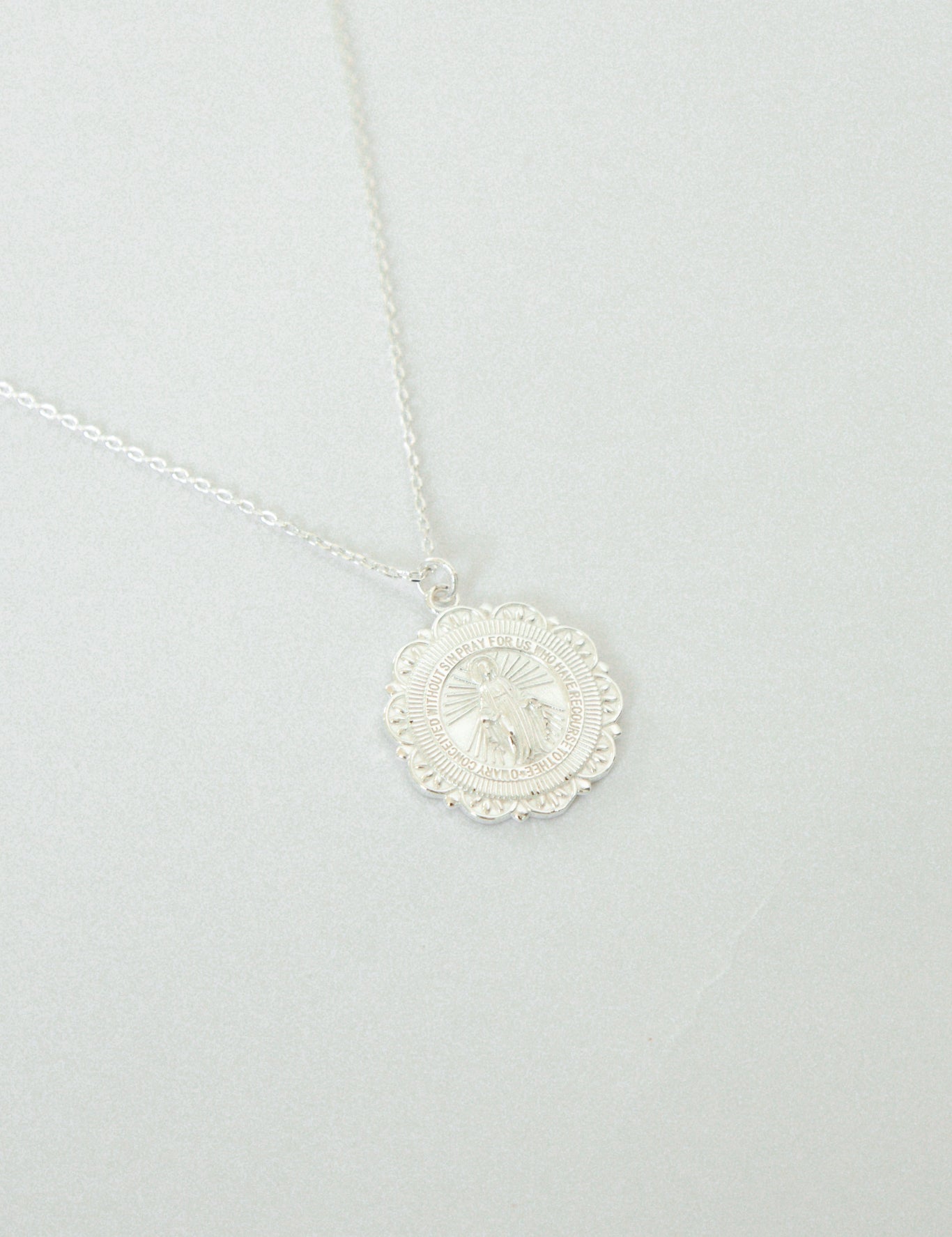 Our Lady of Grace miraculous medal silver necklace. Miraculous medal, Catholic jewerly. 