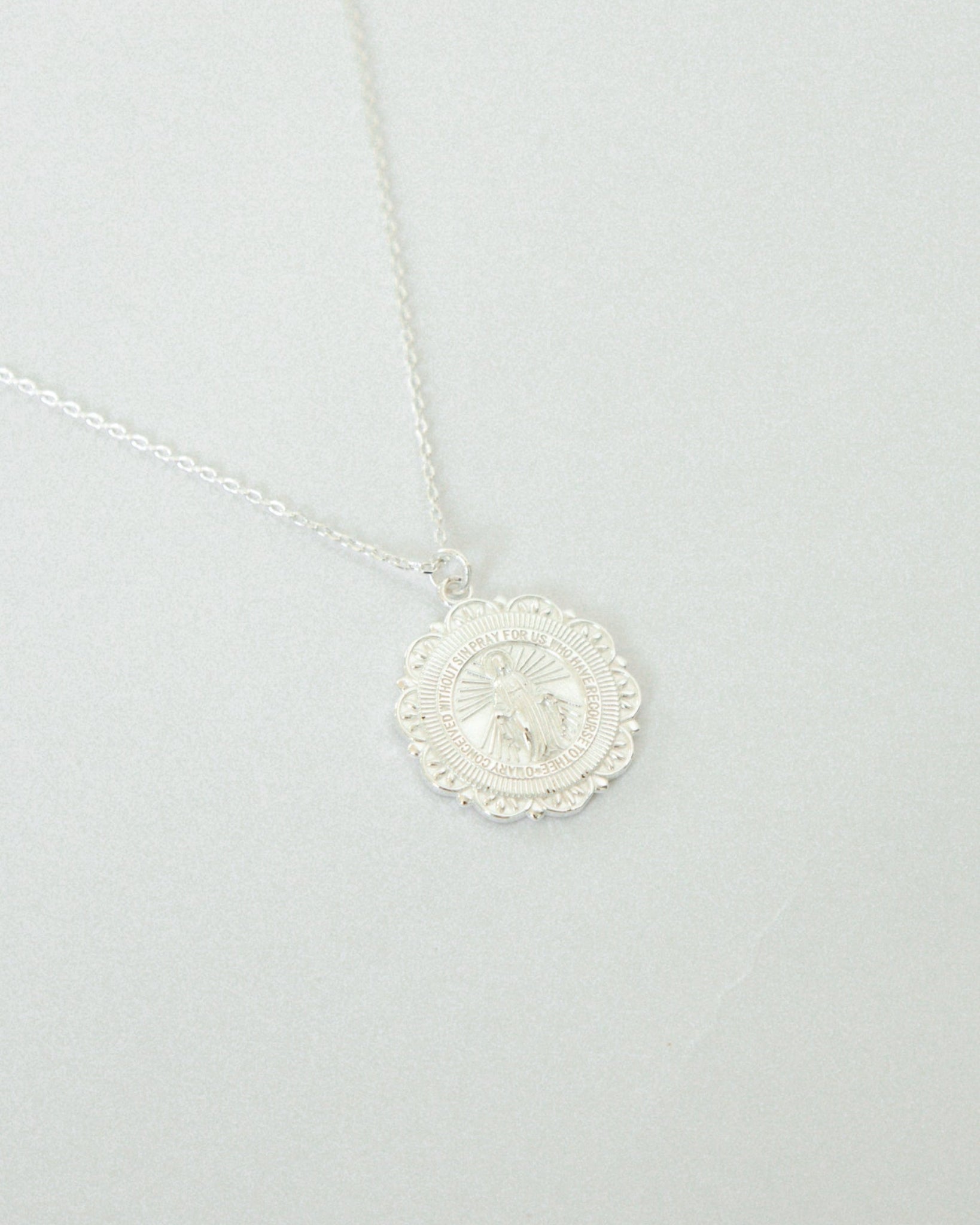 Our Lady of Grace miraculous medal silver necklace. Miraculous medal, Catholic jewerly. 