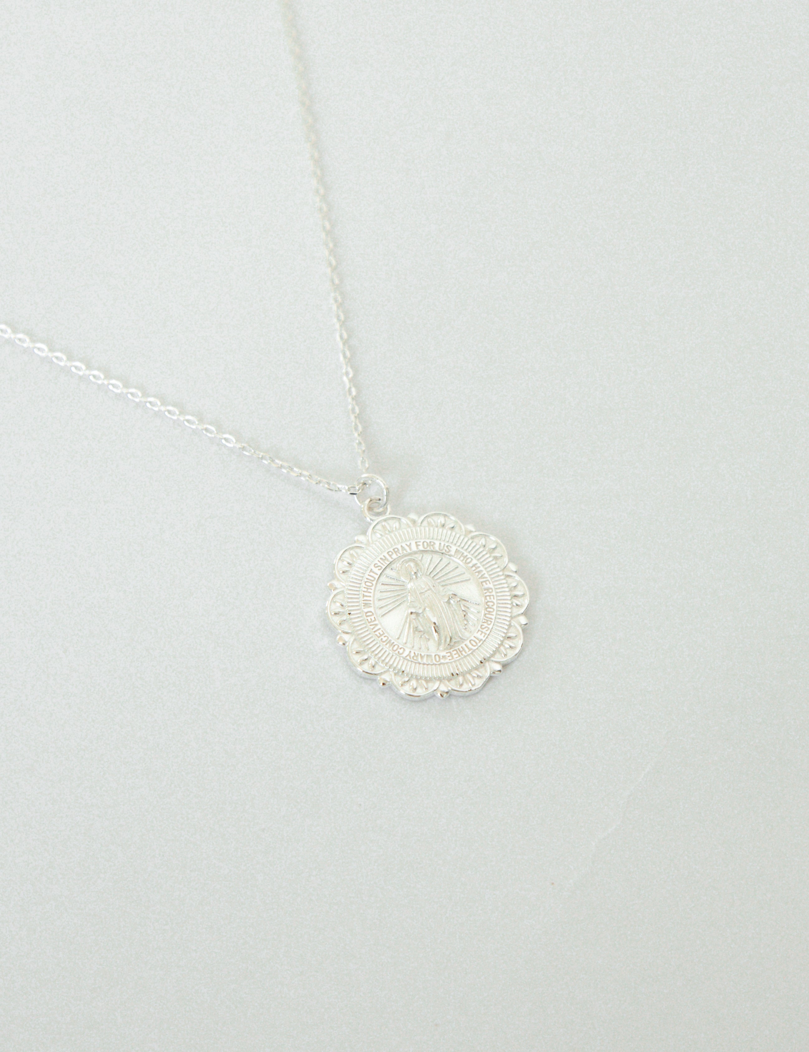 Our Lady of Grace miraculous medal silver necklace 1