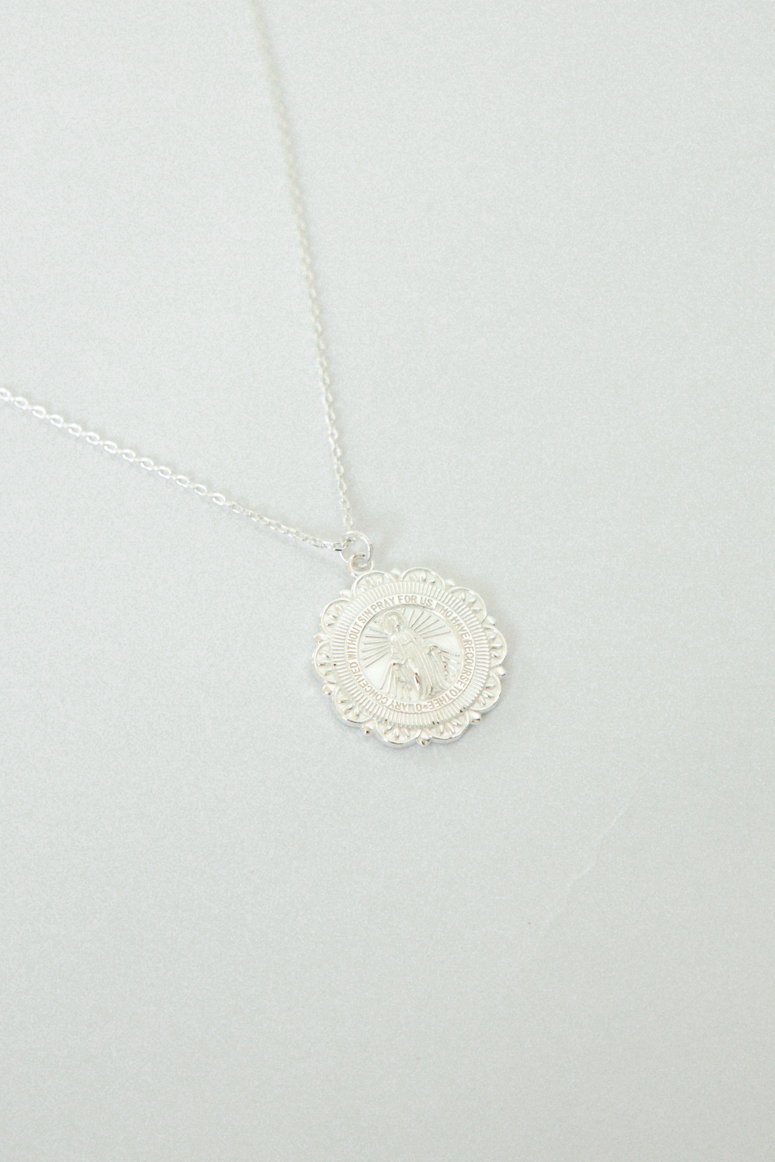 Our Lady of Grace miraculous medal silver necklace 1