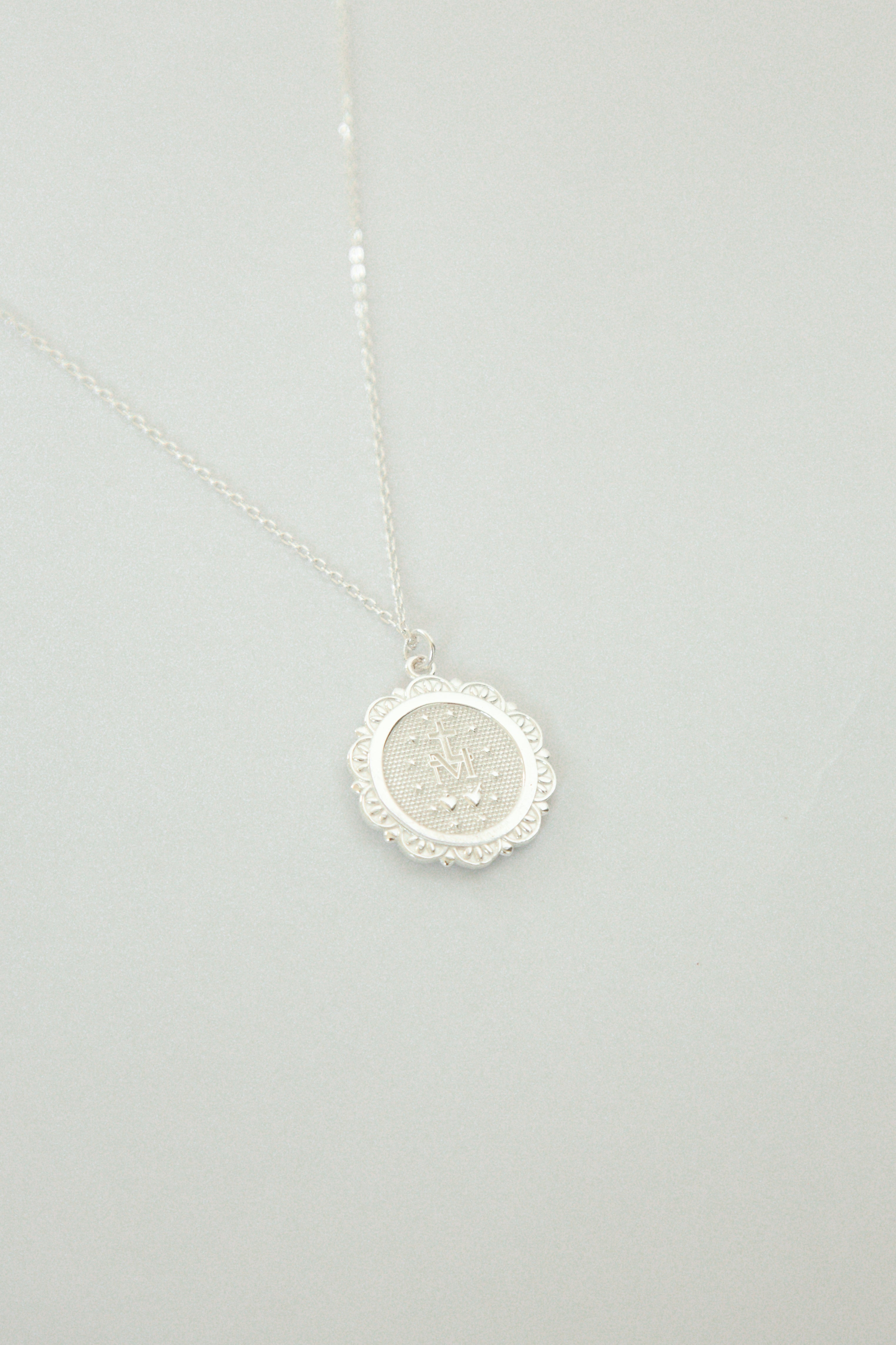 Our Lady of Grace miraculous medal silver necklace 2