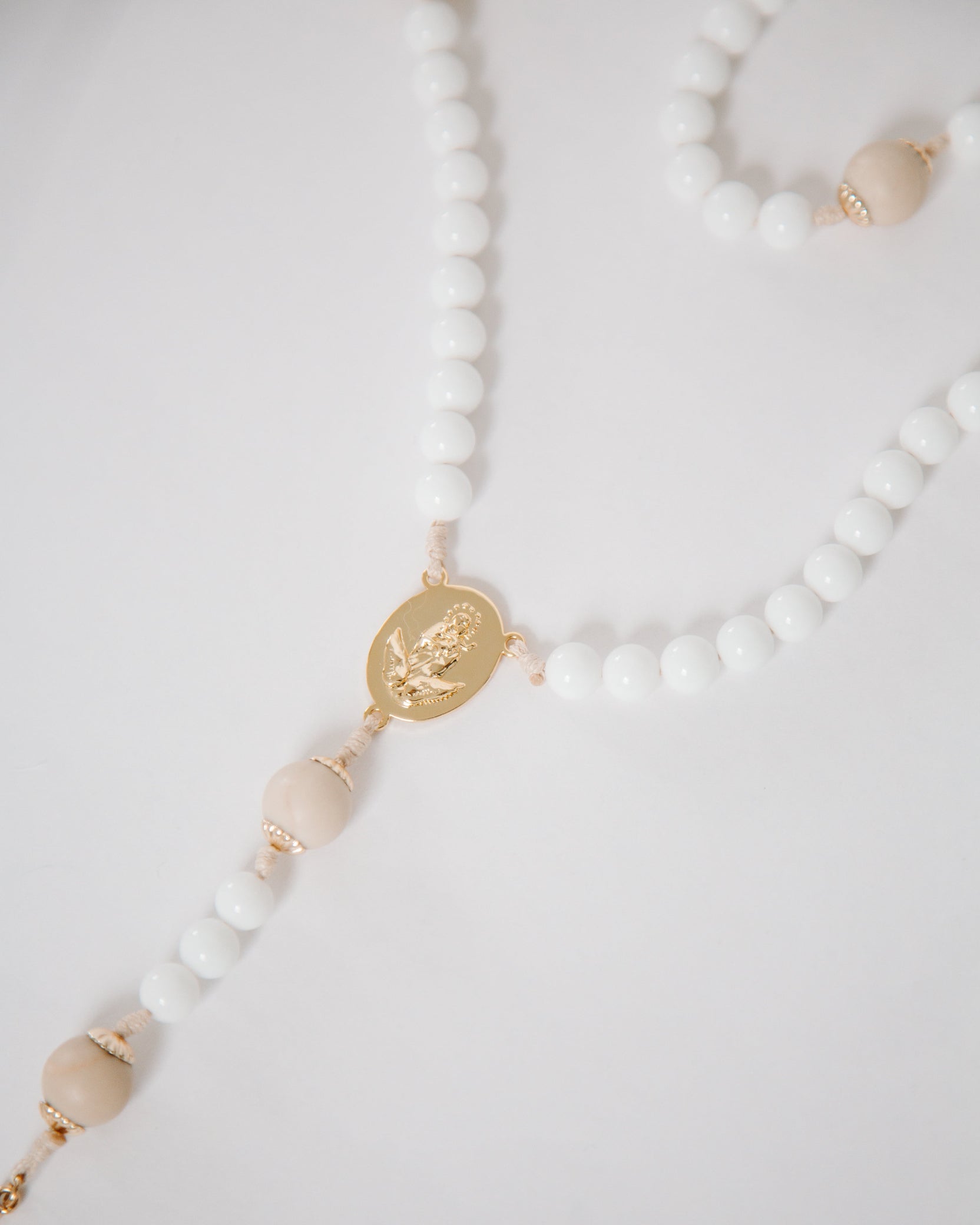 Queen of Angels Rosary medal details