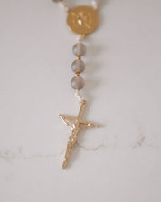 Gold crucifix on a white background
