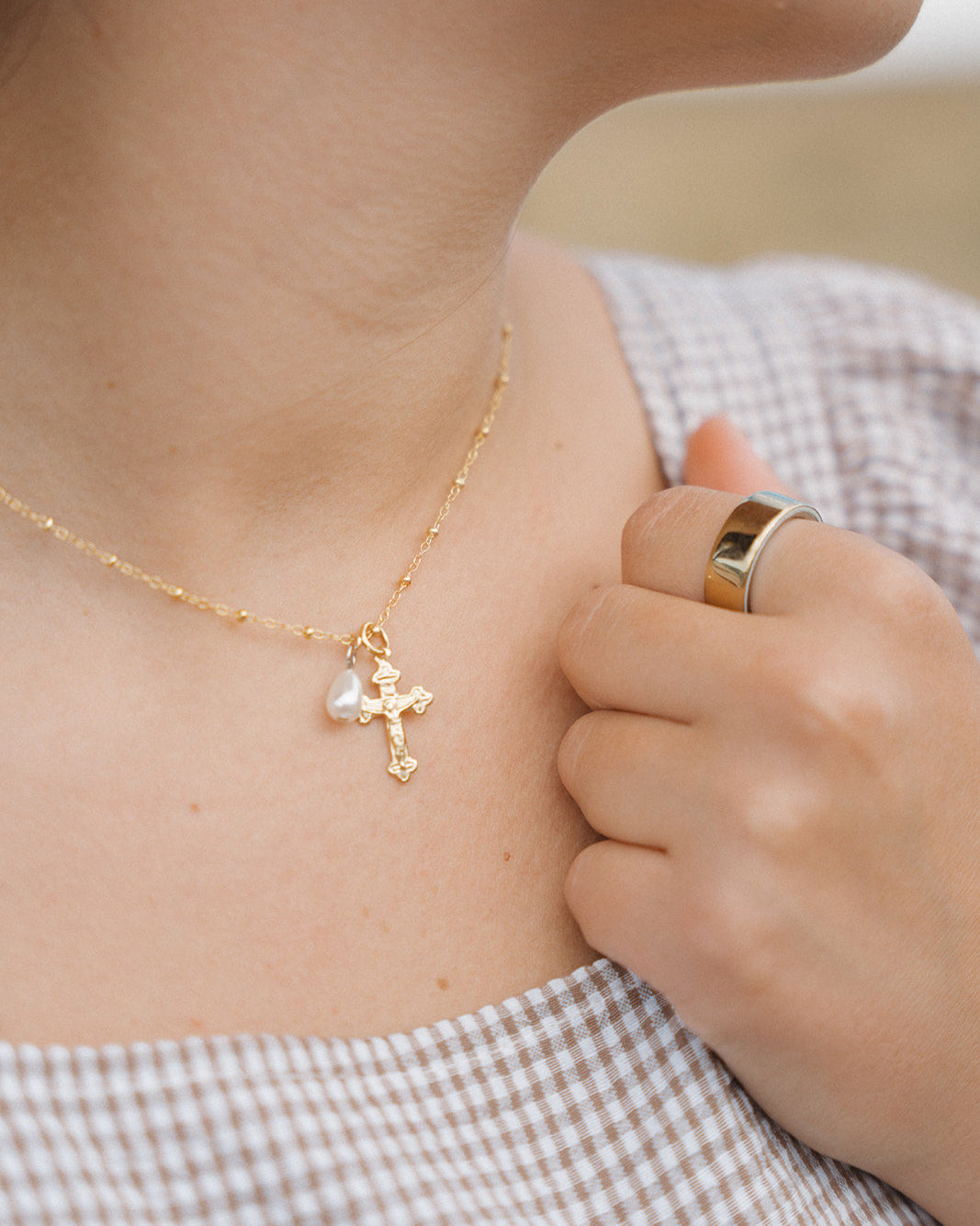 Pearl Crucifix Necklace
