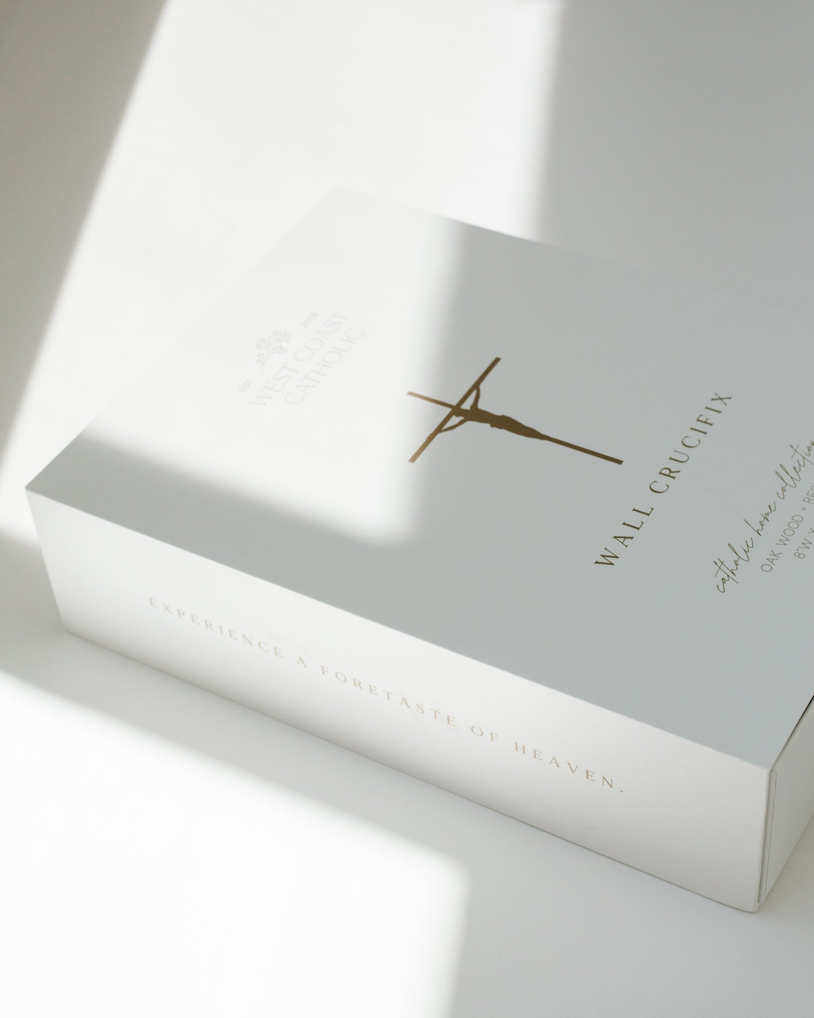 Product shot of modern wall crucifix box