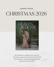 "Coming Soon" graphic for the Christmas 2026 issue of Heaven & Home magazine by West Coast Catholic, showing the cover with a couple among Christmas trees.