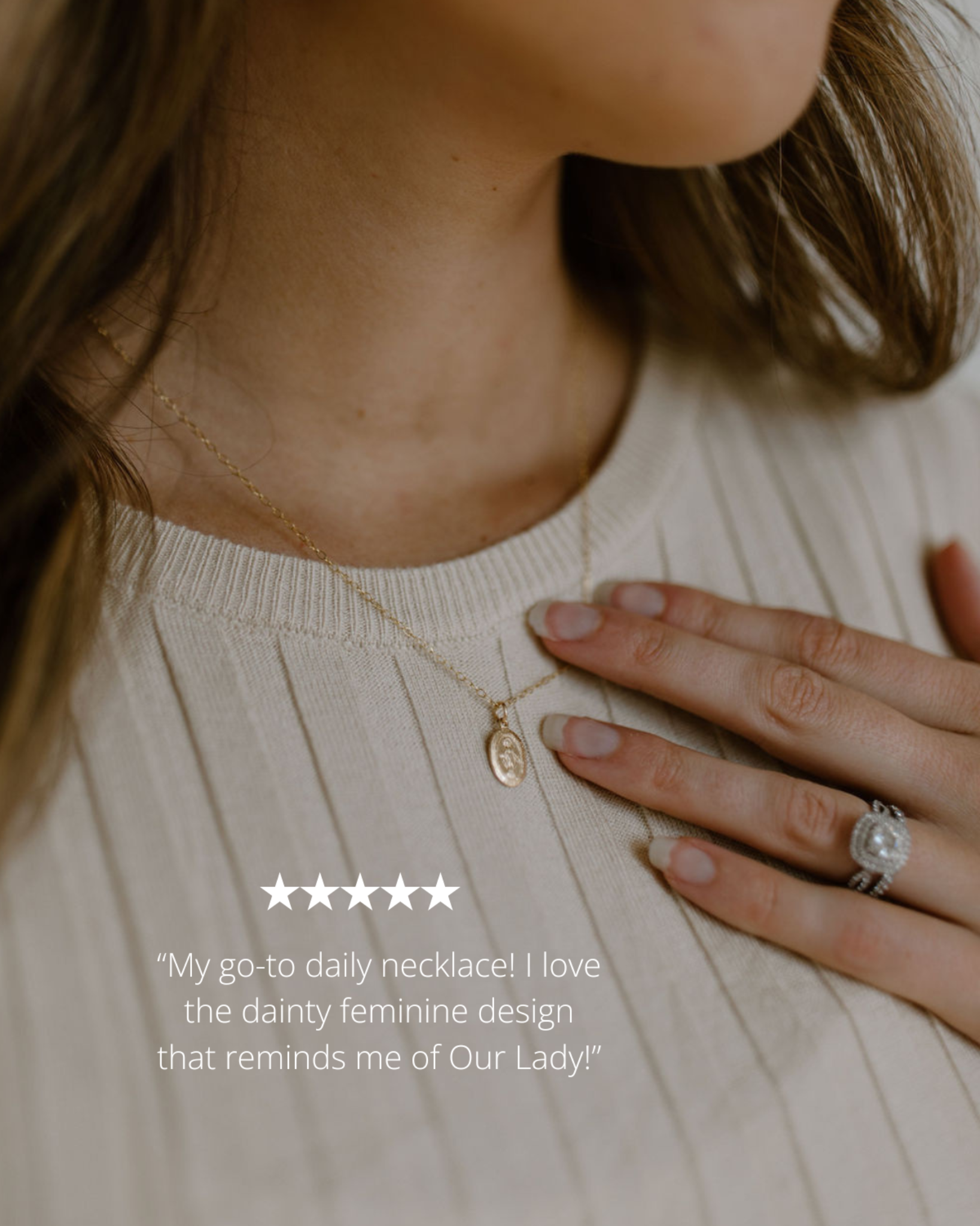 Necklace worn by a person with a neutral background