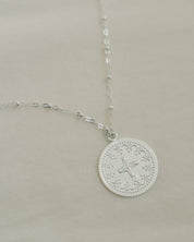 Sterling silver Communion necklace with Eucharist Host pendant, Catholic jewelry.