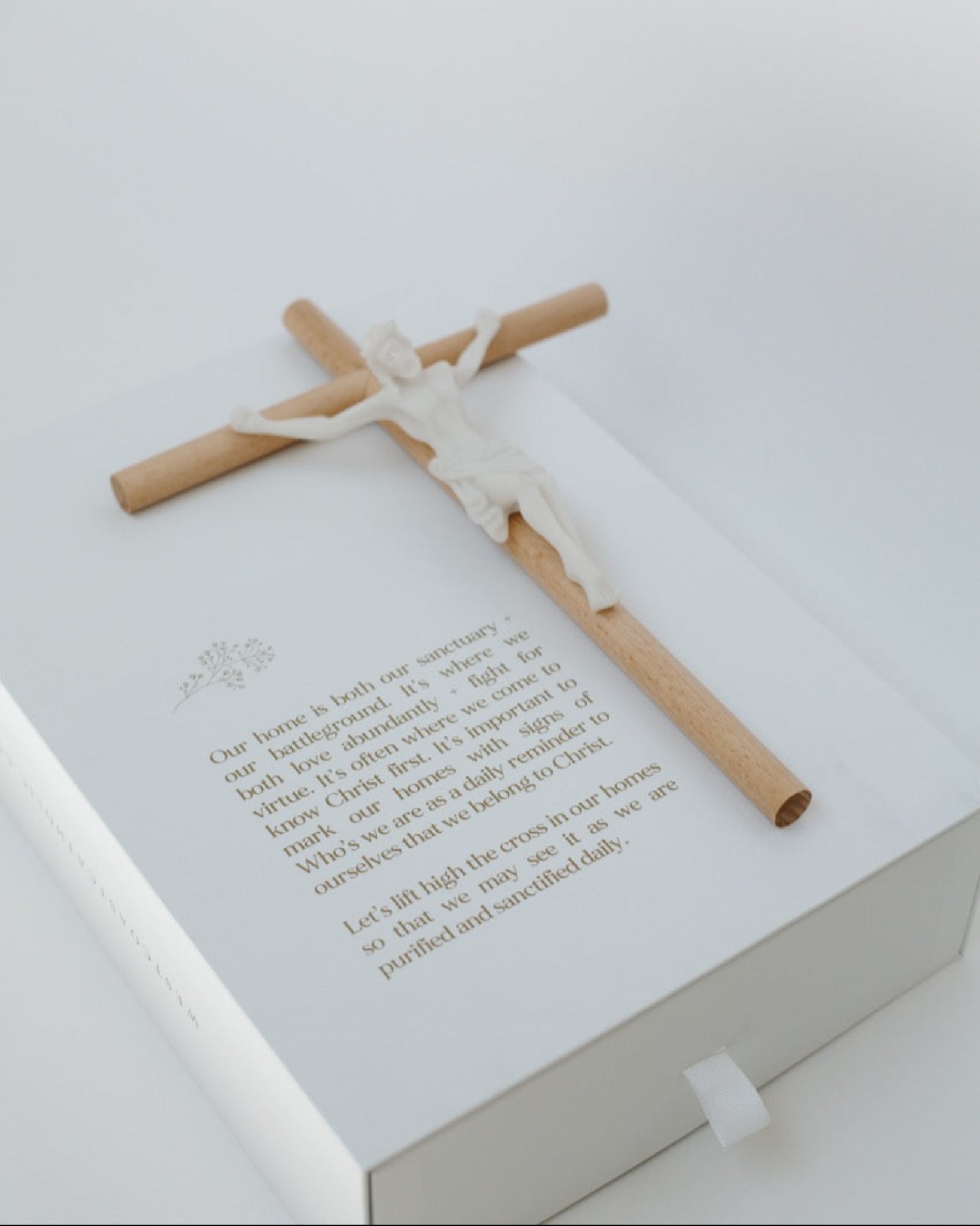Back details of modern wall crucifix box
on white background
