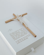 Back details of modern wall crucifix box
on white background