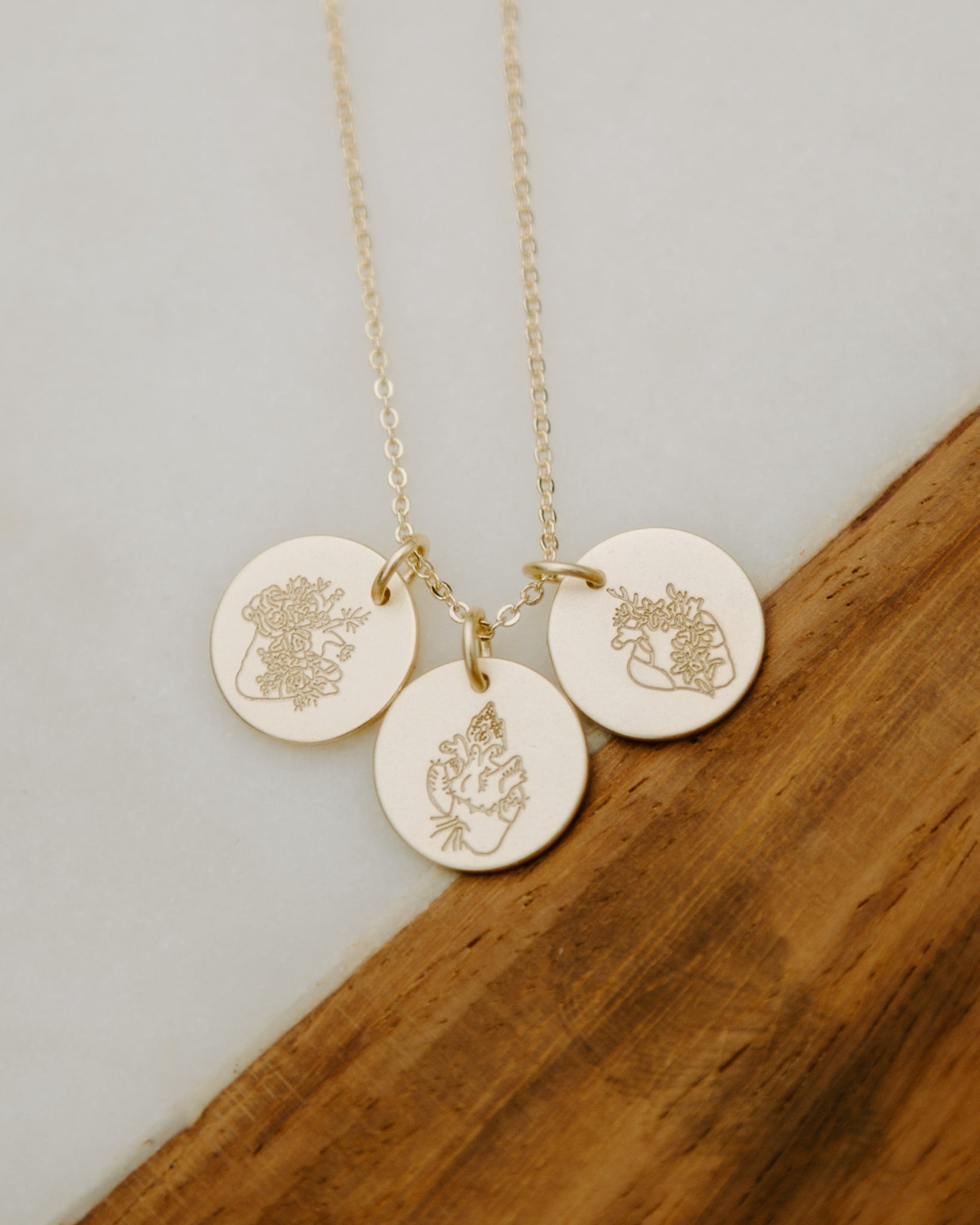 Gold Heavenly Hearts Necklace Detail Shot