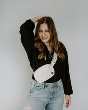 Cream Marian Belt Bag Styled on a Woman